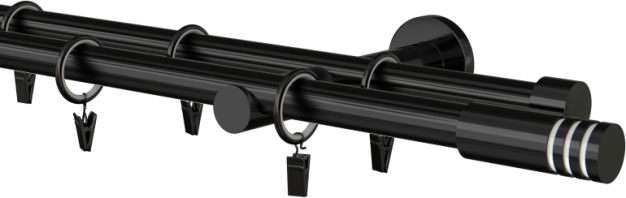 Karnisz czarny metalowy podwójny 19mm Malibu