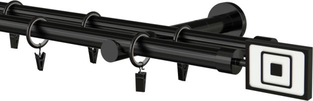 Karnisz czarny metalowy podwójny 19mm Prime