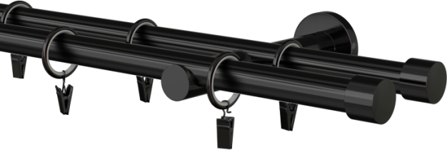Karnisz czarny metalowy podwójny 19mm Rullo