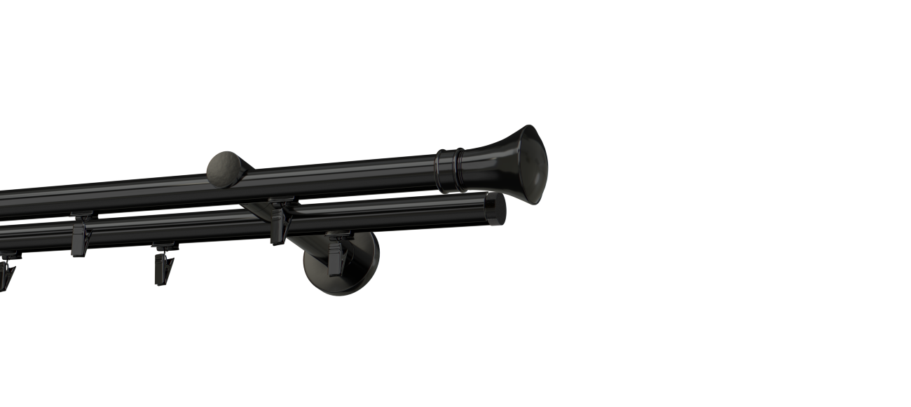 Karnisz podwójny czarny przesuwny Colosseo czarna