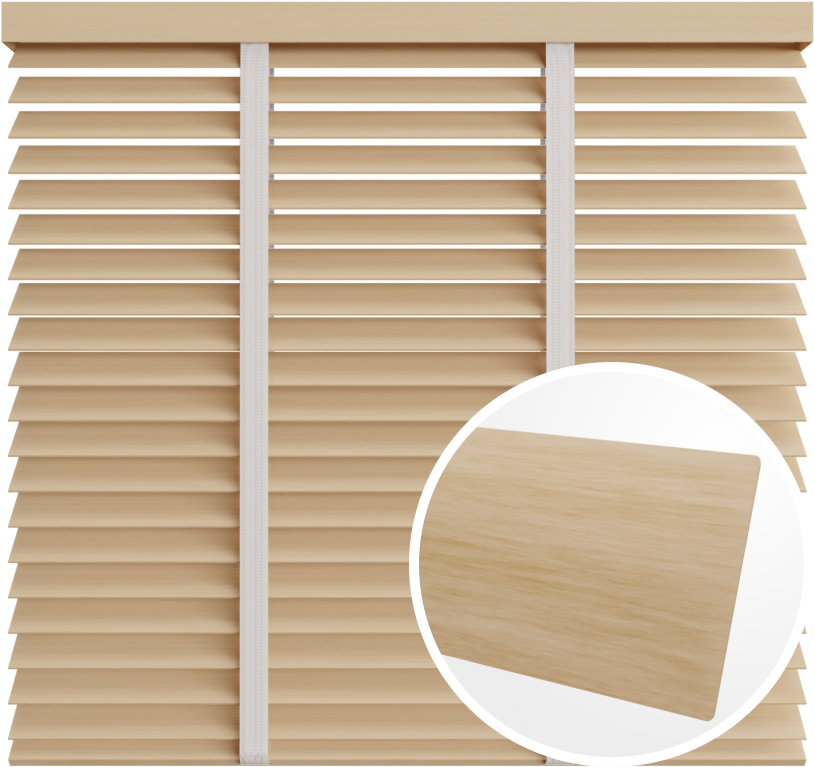 Żaluzja drewniana 50 mm <br>z taśmą<br> 5010 NATURALNY