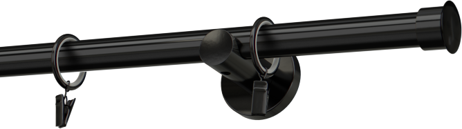 Karnisz czarny metalowy pojedynczy Duo - krótki wspornik