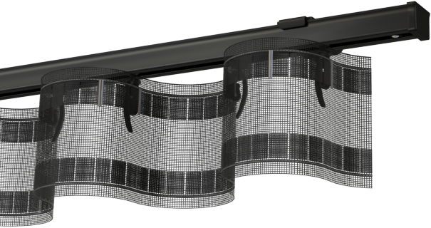 Czarna szyny sufitowe aluminiowe pojedyncze | wave z taśmą