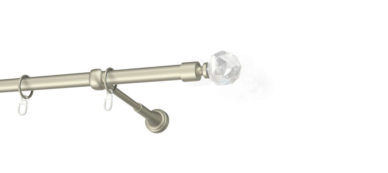 Karnisz pojedynczy metalowy Cristal kula  agrafka
