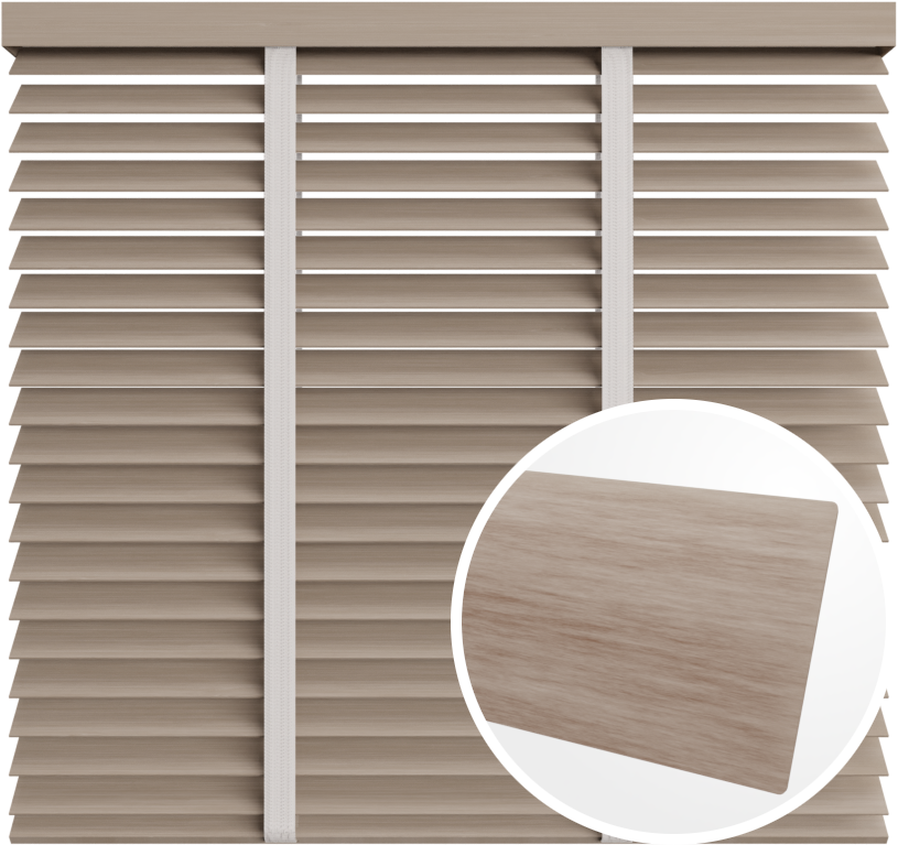 Żaluzja drewniana 50 mm <br>z taśmą<br> 5019 SZARY DYM