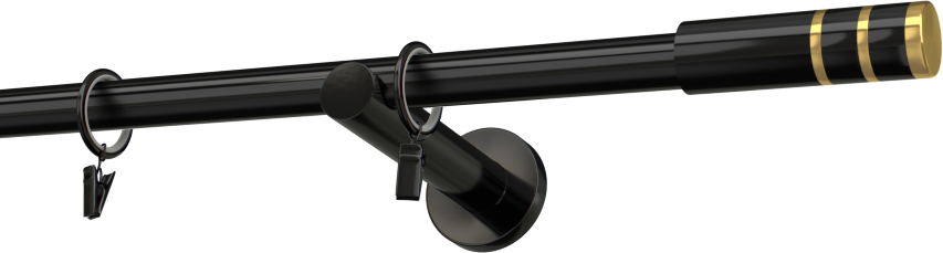 Karnisz czarny metalowy pojedynczy Paris - krótki wspornik