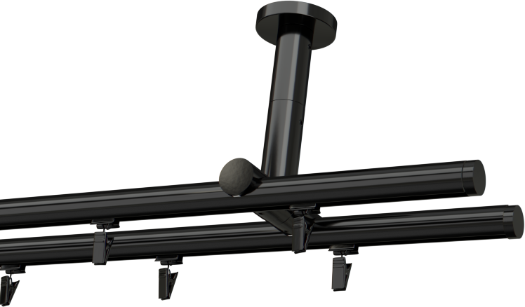 Karnisz sufitowy podwójny czarny Tobi