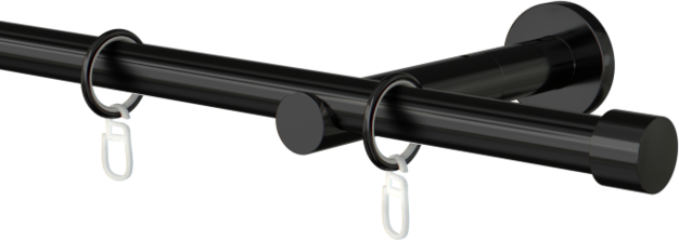 Karnisz czarny pojedynczy metalowy Rullo  agrafka