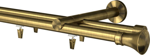 Karnisz podwójny szynowy, mosiądz antyczny Colosseo