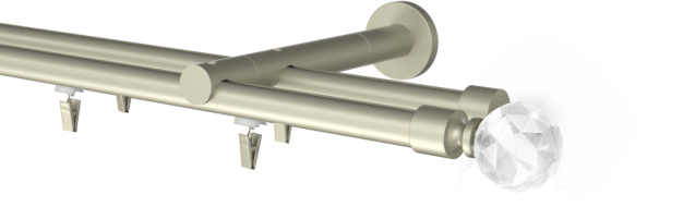 Karnisz podwójny szynowy satynowy Cristal kula