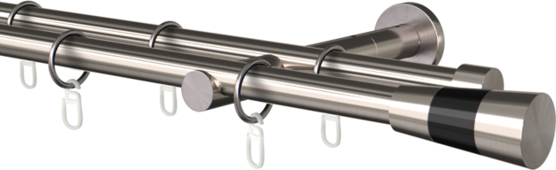 Karnisz metalowy podwójny 19mm Valleo czarna  agrafka