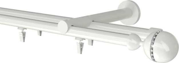 Karnisz podwójny biały szynowy Corso cristal