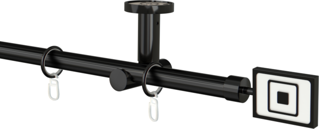 Karnisz czarny sufitowy pojedynczy 19mm Prime agrafka