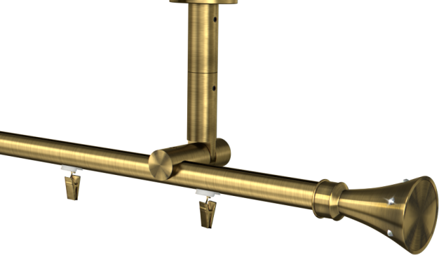 Karnisz sufitowy pojedynczy Daphne-szynowy w kolorze mosiądzu antycznego