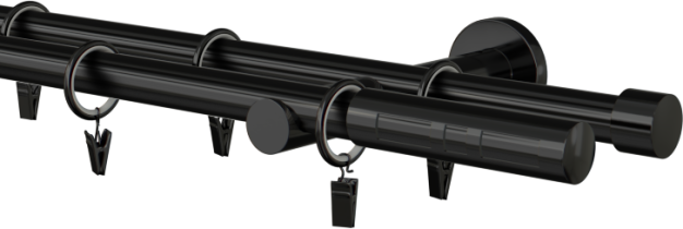 Karnisz czarny metalowy podwójny 19mm Apollo