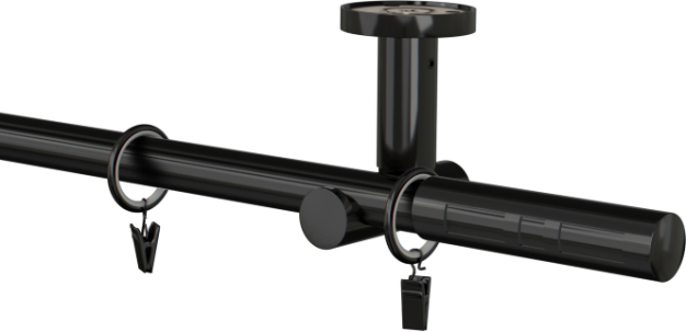 Karnisz czarny sufitowy pojedynczy 19mm Apollo
