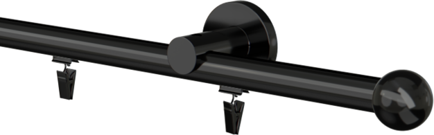Karnisz pojedynczy szynowy czarny Kulka Bologna