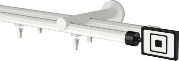 Karnisz podwójny biały szynowy Prime