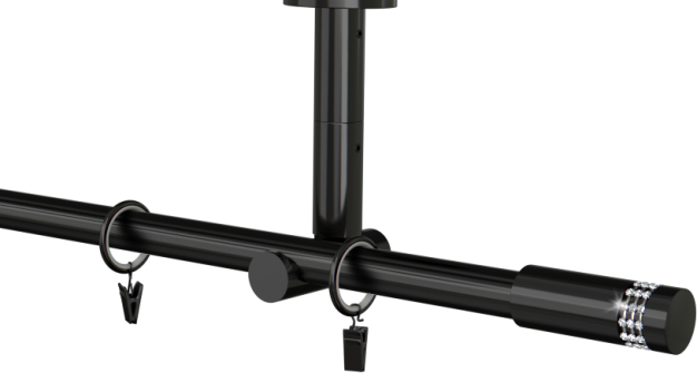 Karnisz czarny sufitowy pojedynczy 19mm Carbonera