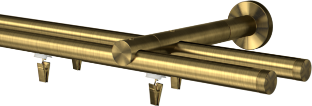 Karnisz podwójny mosiądz antyczny Tobi -