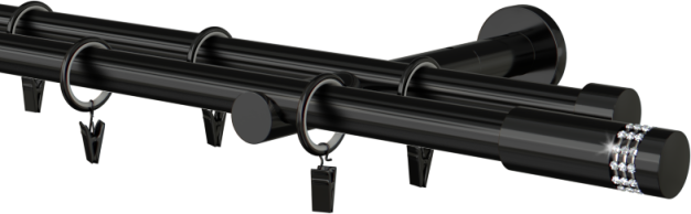 Karnisz czarny metalowy podwójny 19mmCarbonera