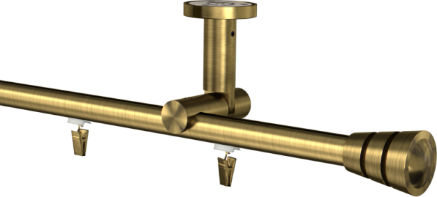 Karnisz sufitowy pojedynczy Fedora-szynowy w kolorze mosiądzu antycznego