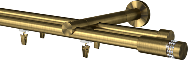 Karnisz podwójny szynowy, mosiądz antyczny Carbonera