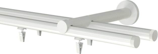 Karnisz podwójny biały szynowy Tobi