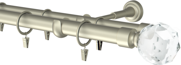 Karnisze metalowe podwójne Ø25/19mm Cristal kula