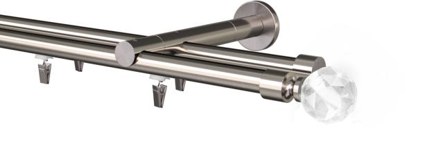 Karnisz podwójny szynowy Cristal kula