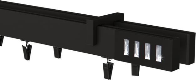 Karnisz czarny sufitowy podwójny Passion cristal