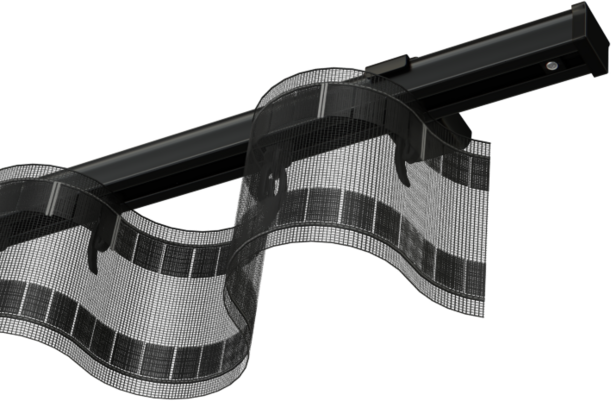 Czarna szyny sufitowe aluminiowe pojedyncze | wave z taśmą