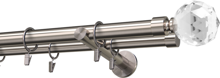 Karnisze metalowe podwójne Ø25/19mm Cristal kula