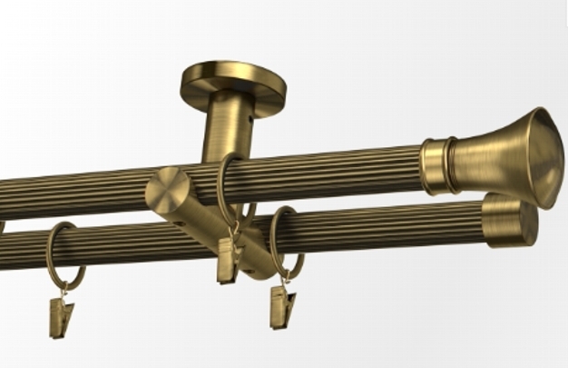 Karnisze metalowe podwójne sufitowe z końcówką Colosseo 240 cm