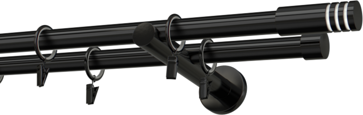  Karnisz czarny metalowy podwójny 19mm Malibu