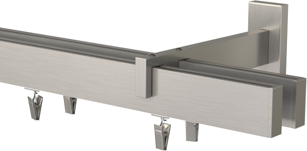 Karnisze apartamentowe podwójne w kolorze aluminium szczotkowane