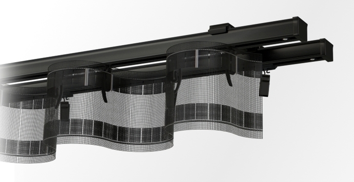  Szyna sufitowa czarna podwójna aluminiowa - czarny system Wave z taśmą