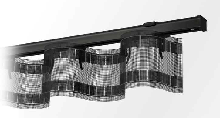 Czarna szyny sufitowe aluminiowe pojedyncze wave z taśmą