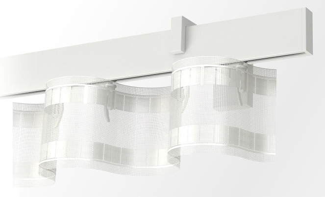 Biały karnisz pojedynczy apartamentowy z systemem Wave i taśmą