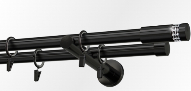 Karnisz czarny metalowy podwójny 19mm Carbonera