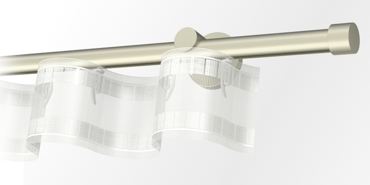  Karnisz pojedynczy przesuwny satyna z systemem Wave i taśmą