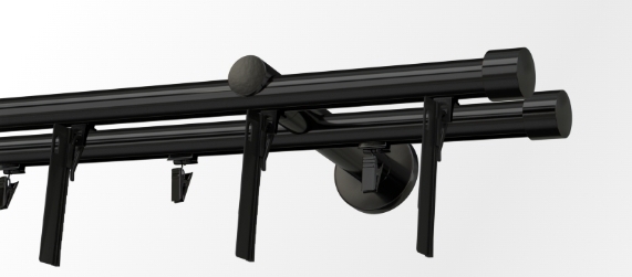  Karnisz podwójny czarny przesuwny - system flex