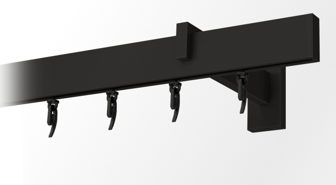  Karnisz czarny pojedynczy apartamentowy z systemem wave