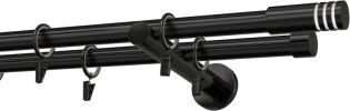 Karnisz czarny metalowy podwójny 19mm Malibu