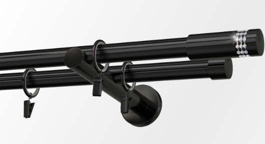 Karnisze czarne metalowe podwójne 19mm Carbonera