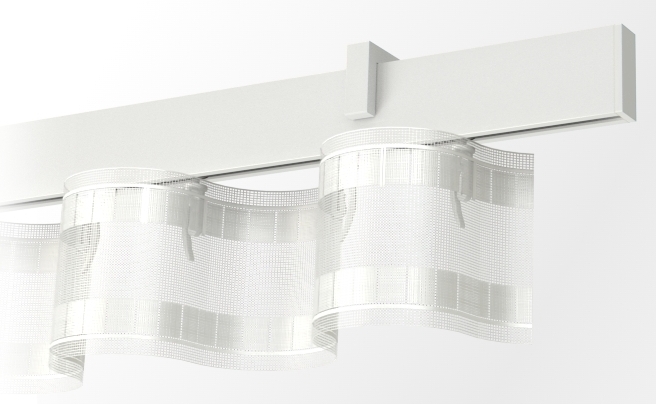 Karnisz sufitowy pojedynczy z systemem Wave i taśmą