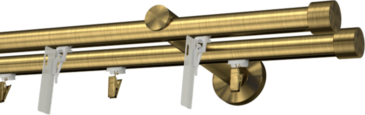 Karnisz podwójny szynowy, mosiądz antyczny z flexem