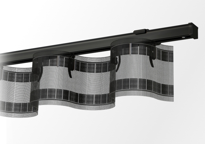  Czarna szyny sufitowe aluminiowe pojedyncze, system  WAVE z taśmą