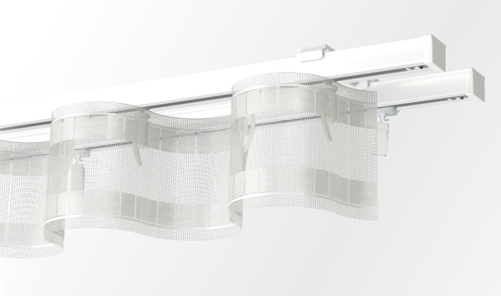 Szyna sufitowa podwójna aluminiowa z Wave system i taśmą