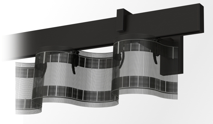  Karnisz czarny pojedynczy apartamentowy z systemem Wave i taśmą